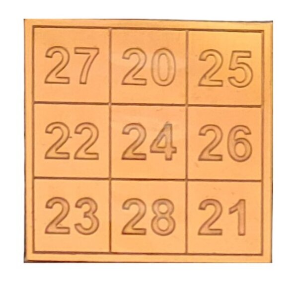 Kuber Yantra - Card of Abundance and Magic Numbers in solid Copper 2x2 inch - Picture 1 of 1